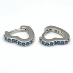 orecchino cuore con zirconi azzurri in argento silver