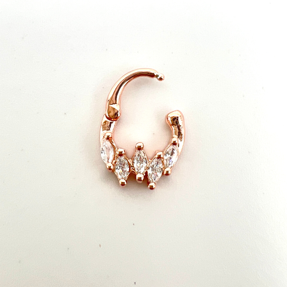 mono hoop mini placcato oro rosa con zirconi bianchi