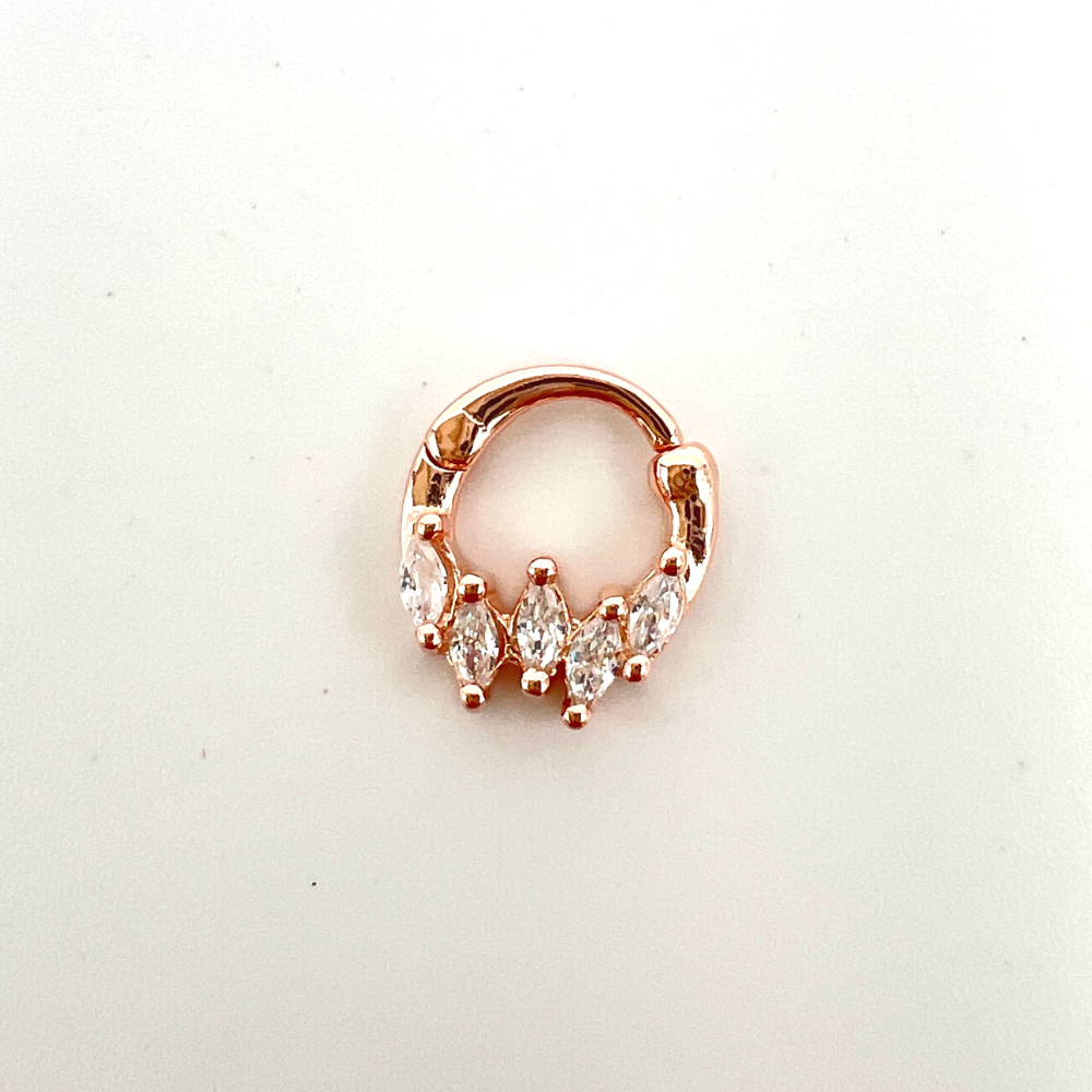 mini hoop rose zirconi bianchi