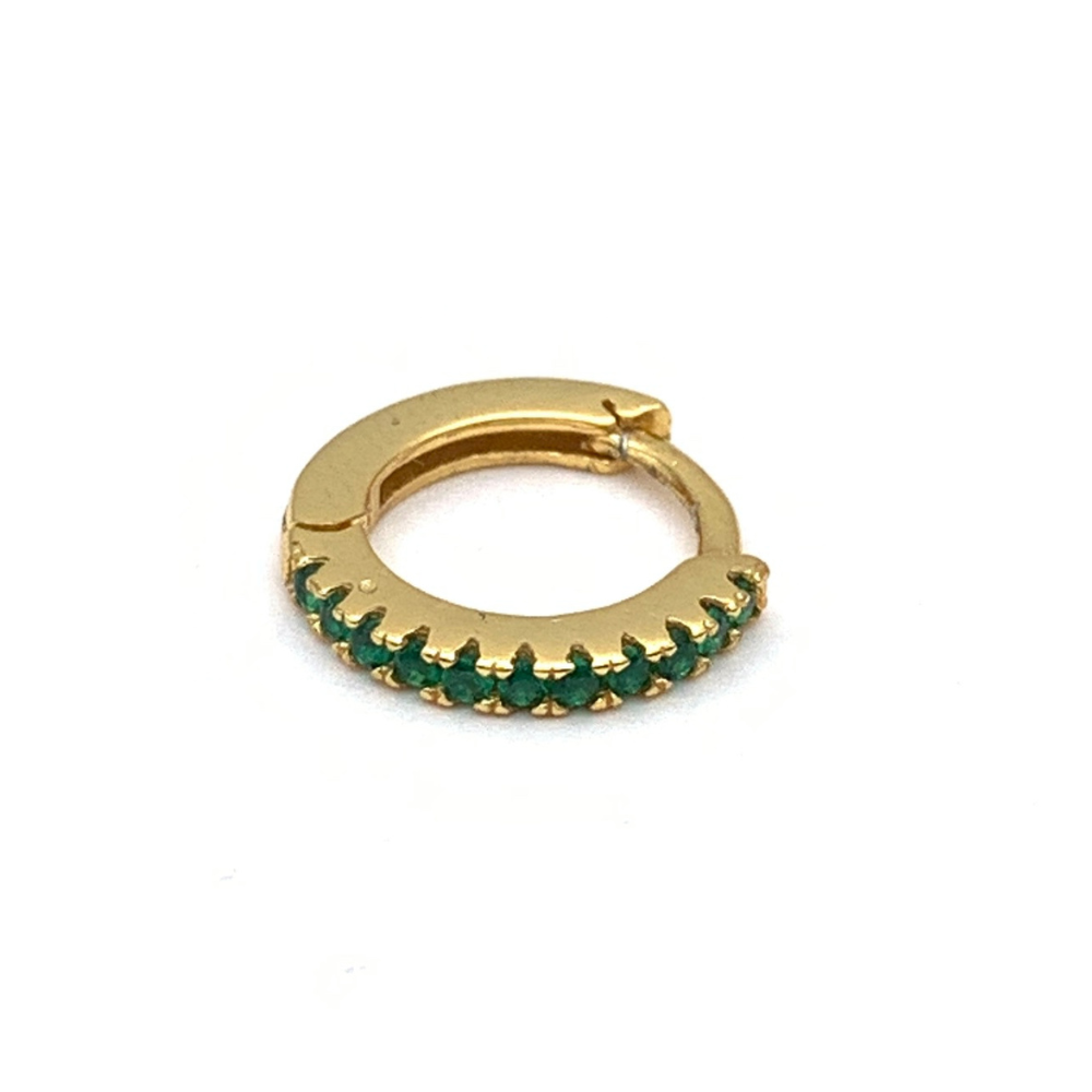 Mono Sparkle Hoop Zirconi Verdi in Argento Gold