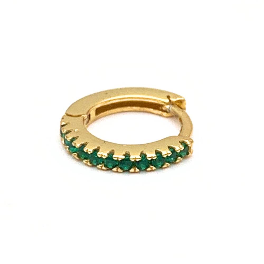 Mono Sparkle Hoop Zirconi Verdi in Argento Gold