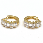 orecchini in argento 925 mini gold con zirconi bianchi baguette
