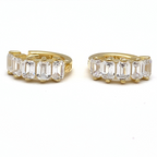 orecchini in argento 925 mini gold con zirconi bianchi baguette