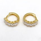 orecchini in argento 925 mini gold con zirconi bianchi baguette