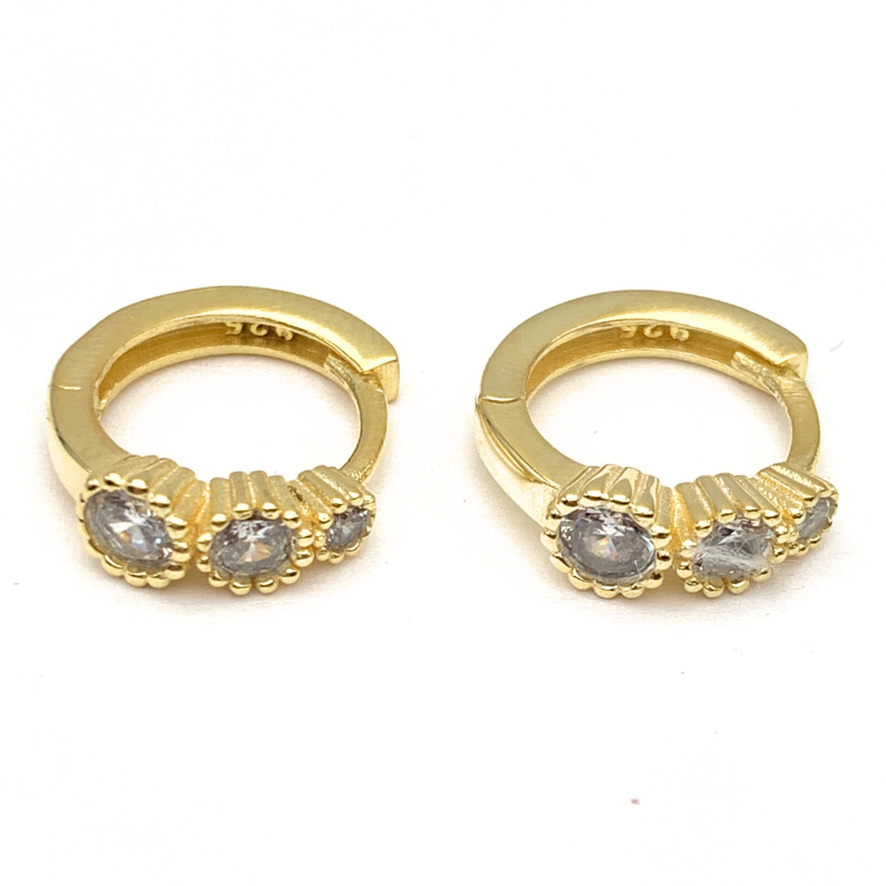 orecchini in argento 925 mini gold con zirconi celesti tondi
