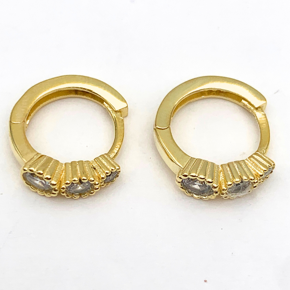 orecchini in argento 925 mini gold con zirconi celesti tondi