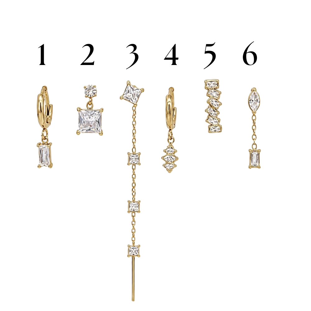 Mono Orecchini Golden Crystal in Acciaio Gold