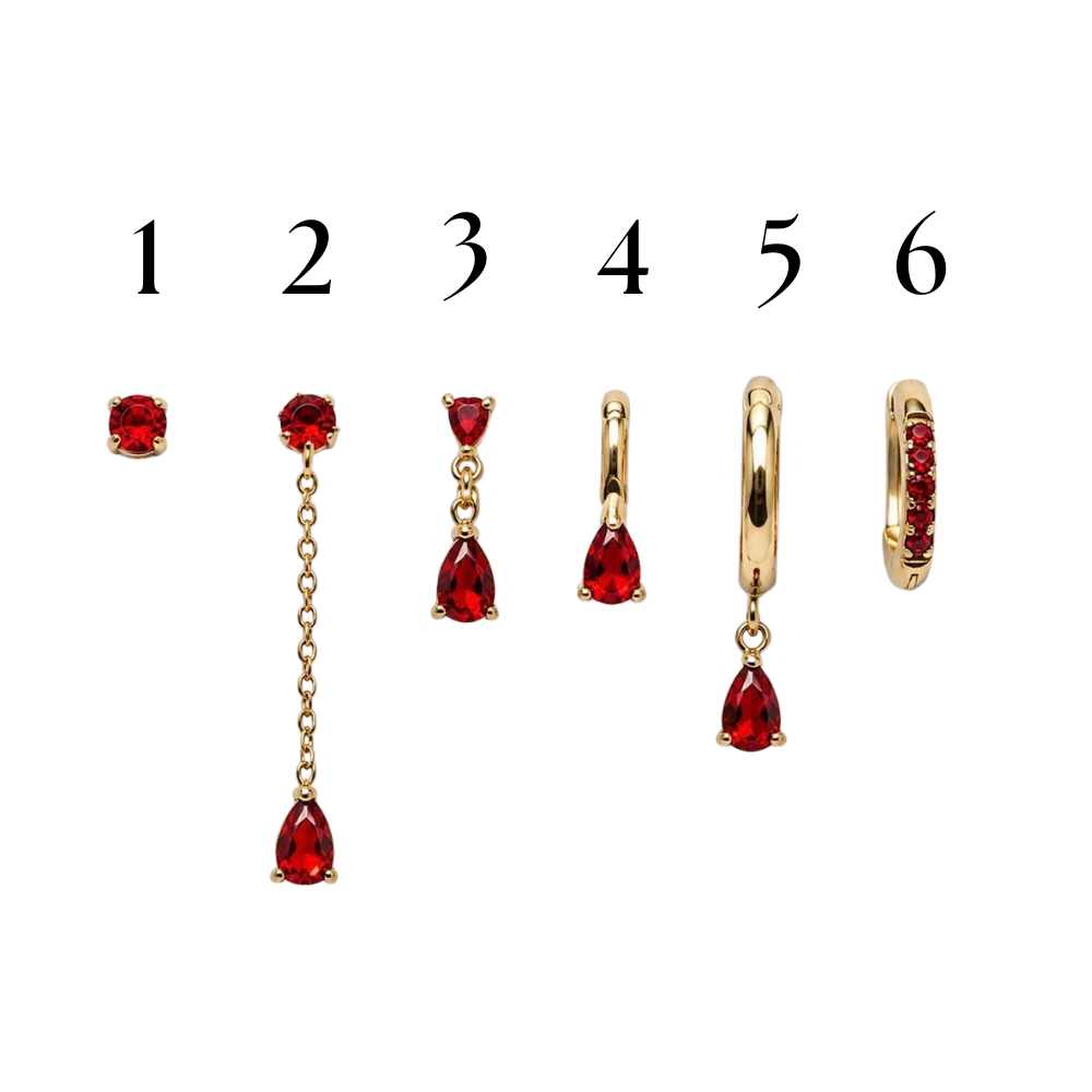 Mono Orecchini Red Passion in Acciaio Gold