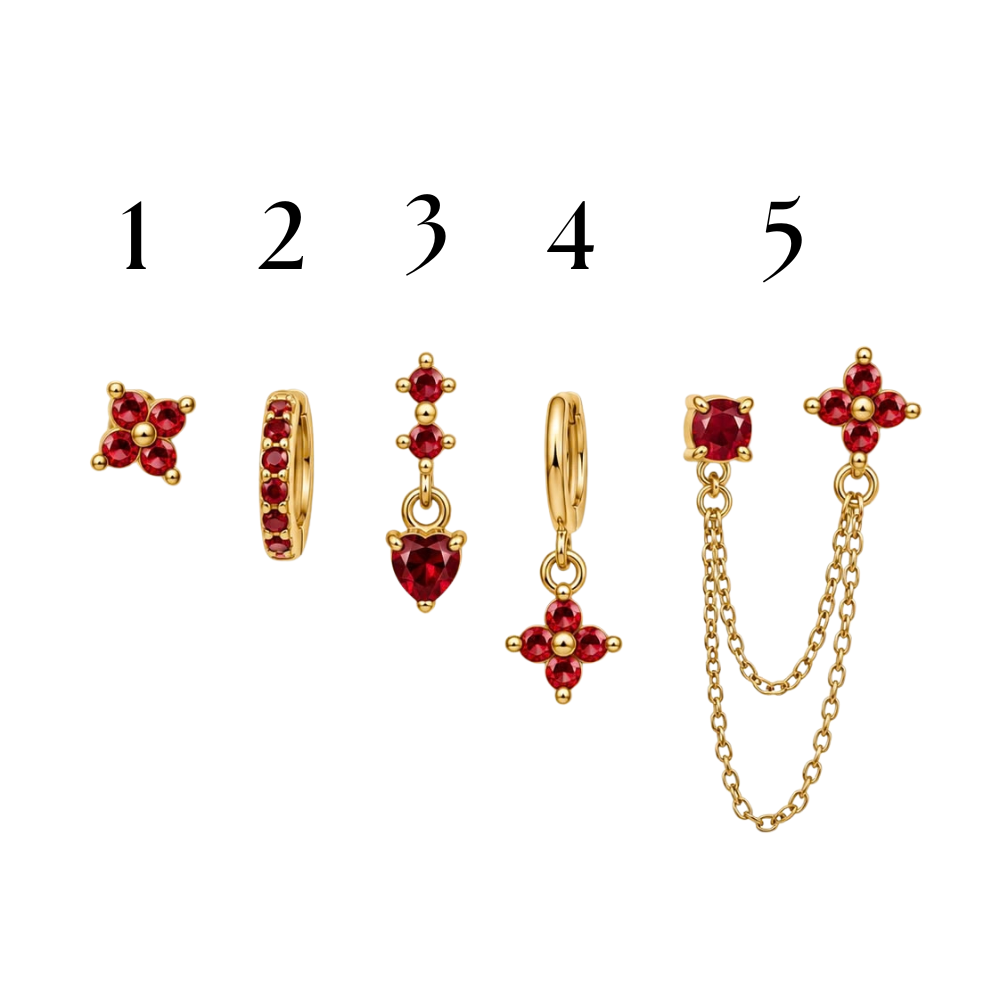 Mono Orecchini Red Passion in Acciaio Gold