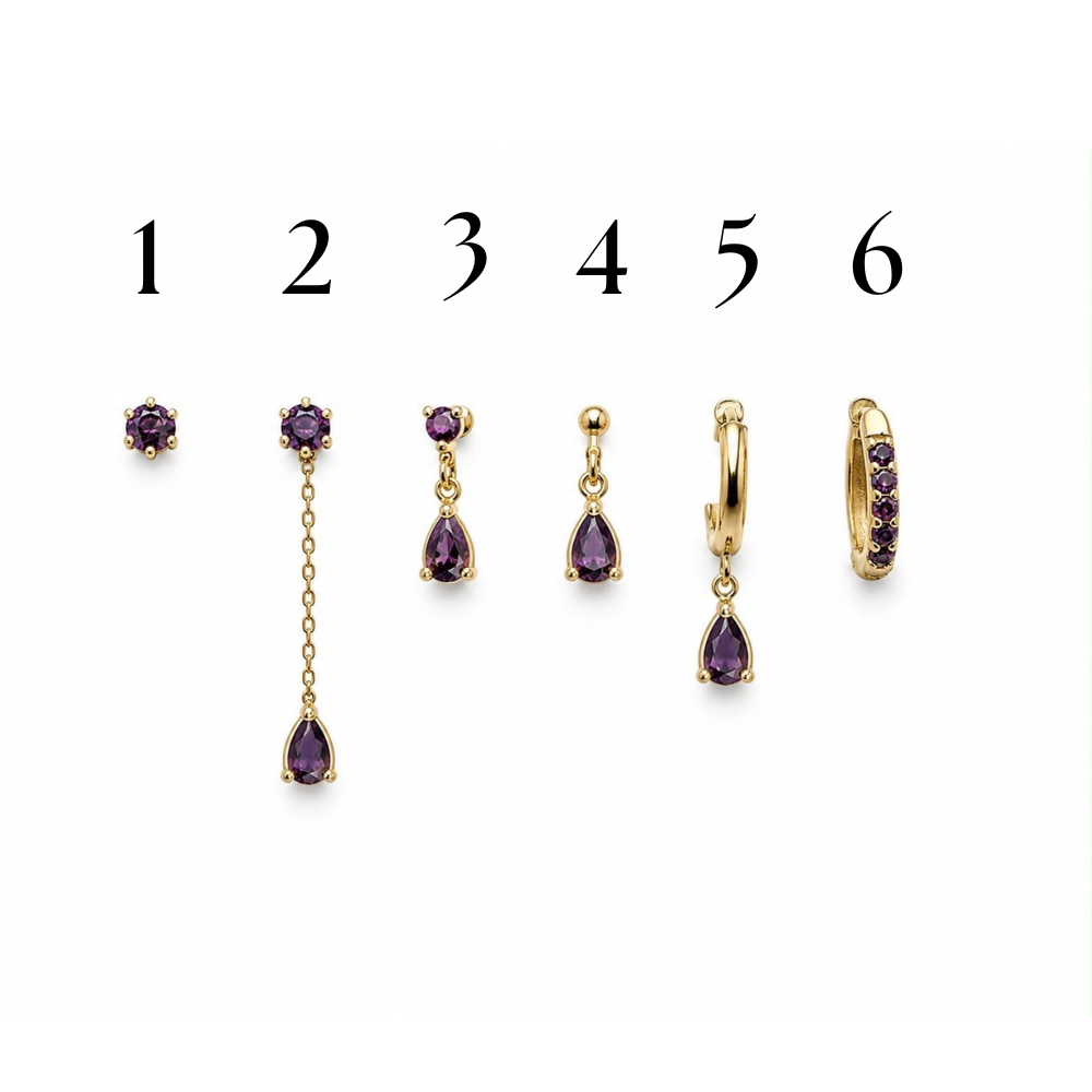 Mono Orecchini Violet in Acciaio Gold