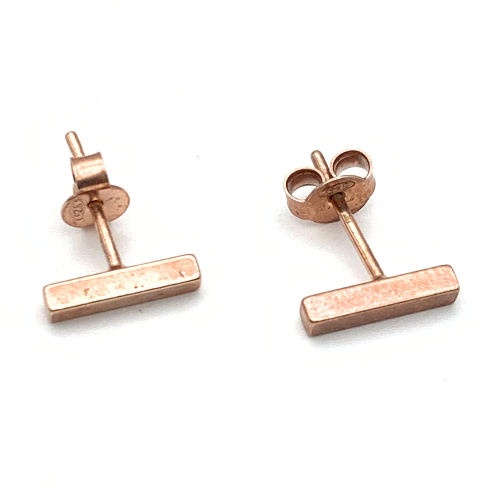 Orecchini Barretta Minimal in Argento Rosè