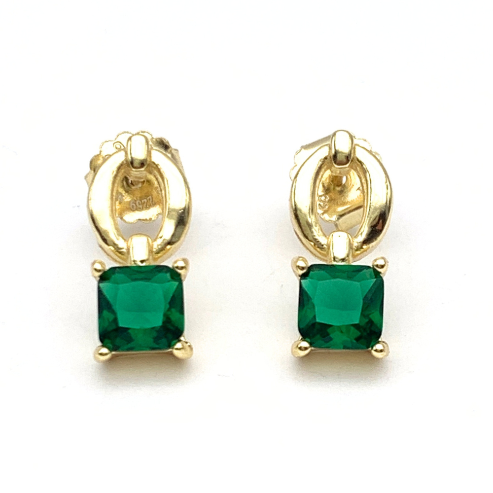 Orecchini Cerchio e Quadrato Pendente in Argento Gold
