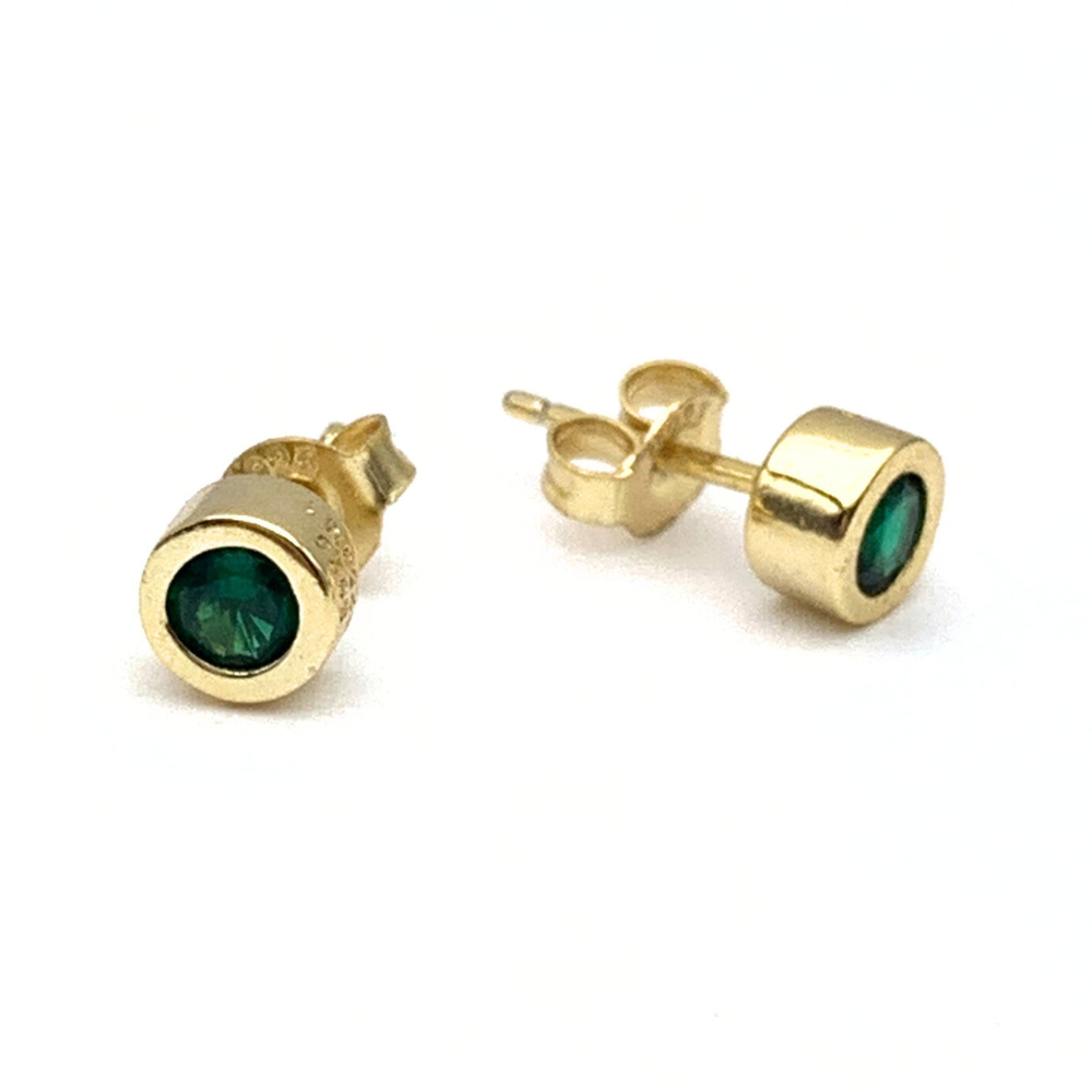Mono Orecchino Punto Luce Zircone Verde in Argento Gold