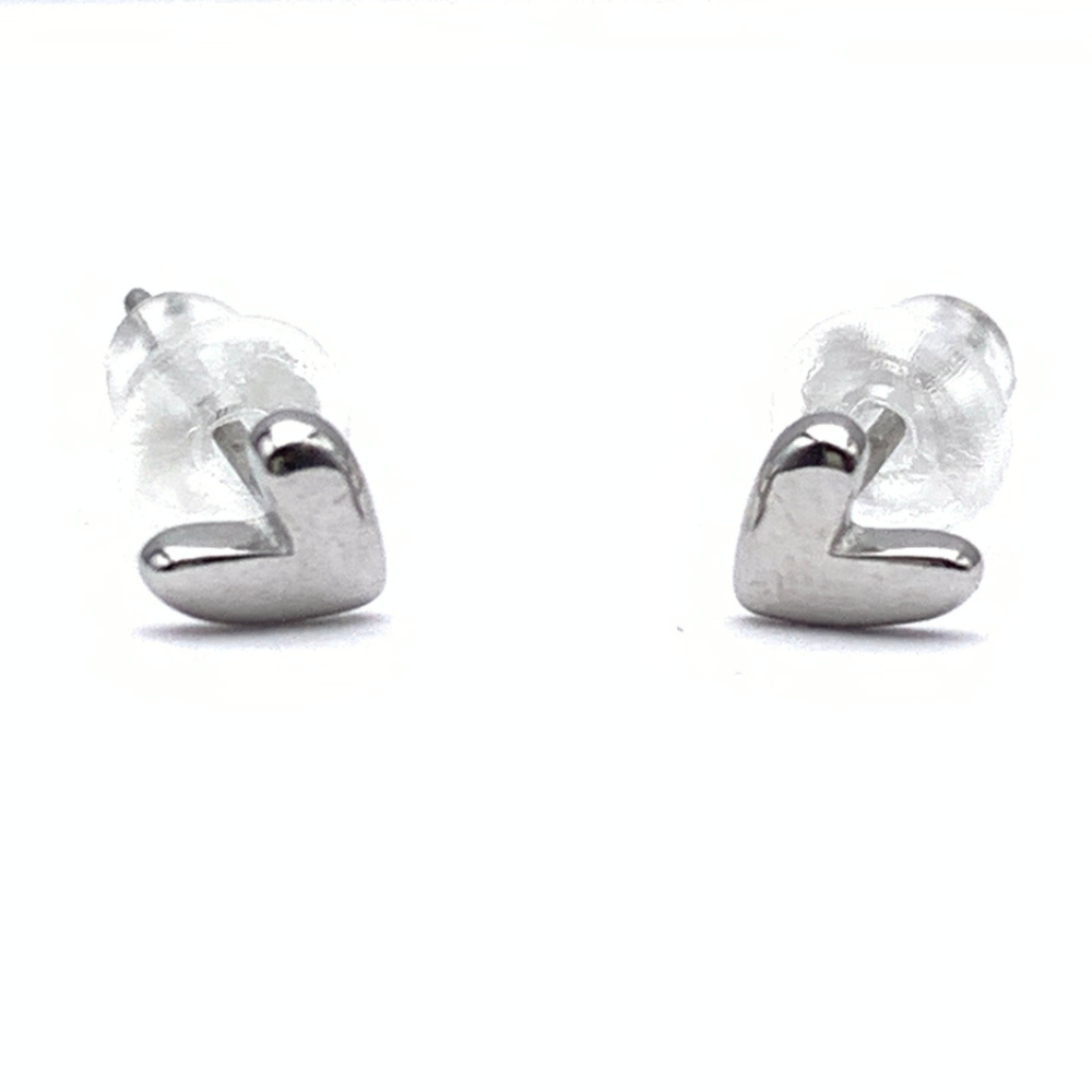 mono orecchini in acciaio silver a cuore mini