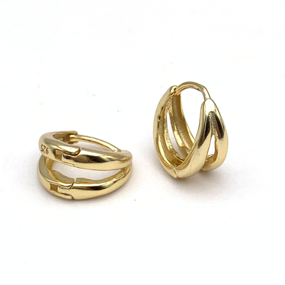 Mono Orecchino Doppio Mini in Argento Gold