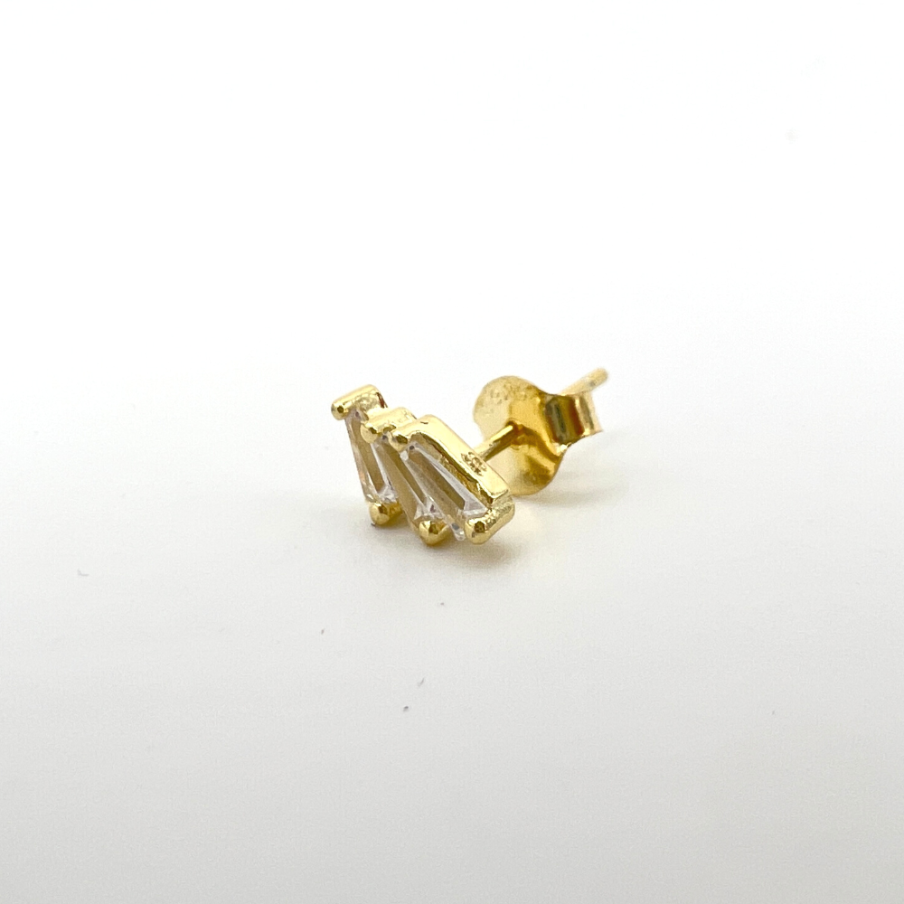 mono orecchino gold zirconi bianchi