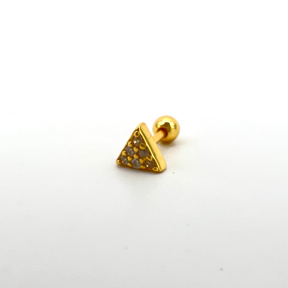 orecchino a piercing gold zirconi bianchi