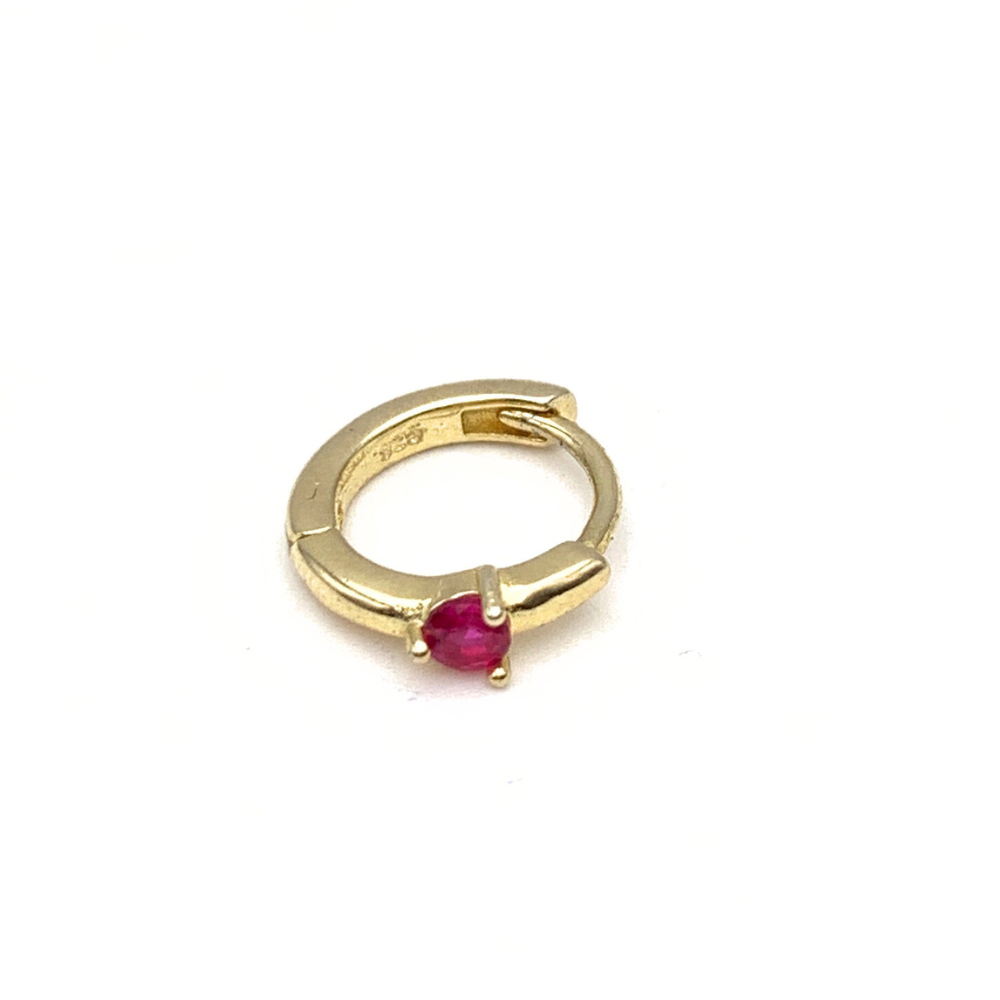 Mono Hoop Punto Luce Zircone Fucsia in Argento Gold
