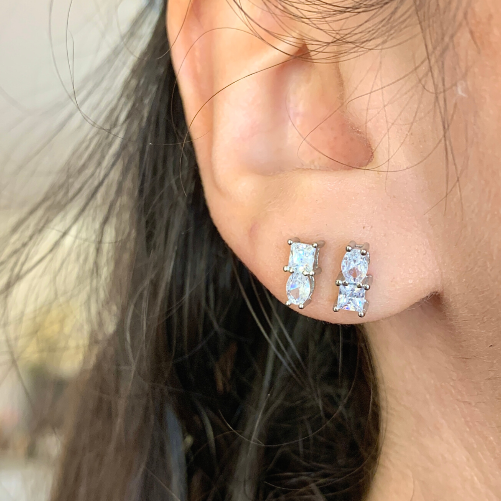 orecchini silver zirconi bianchi