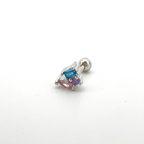 Mono Orecchino Mini Silver Zirconi Blu, Rosa e Viola