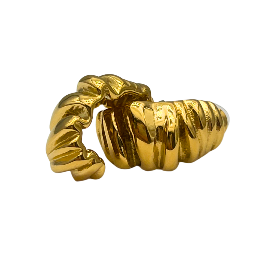 Orecchini a C Accartocciati in Acciaio Gold
