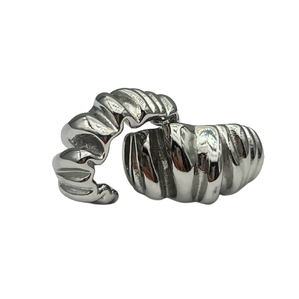 Orecchini a C Accartocciati in Acciaio Silver