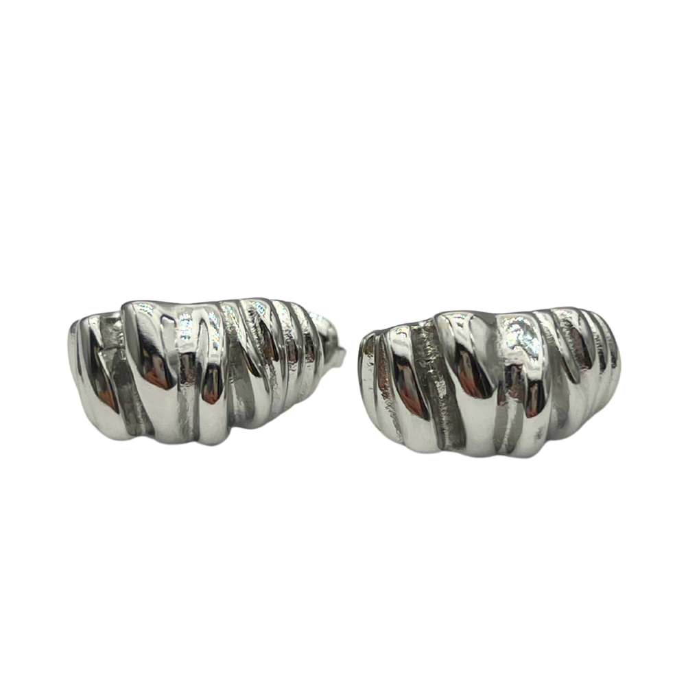 Orecchini a C Accartocciati in Acciaio Silver
