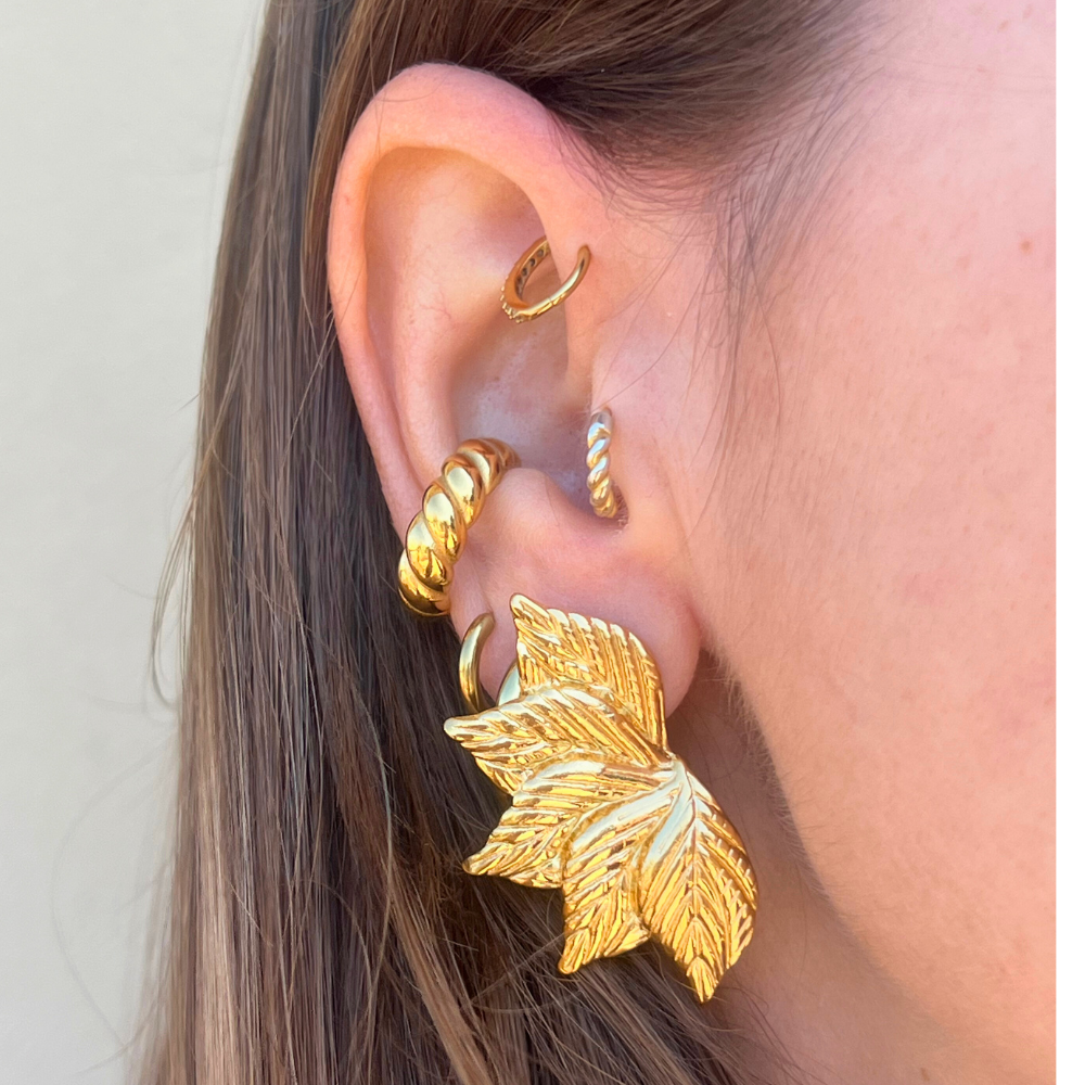 Orecchini a Fiore in Acciaio Gold