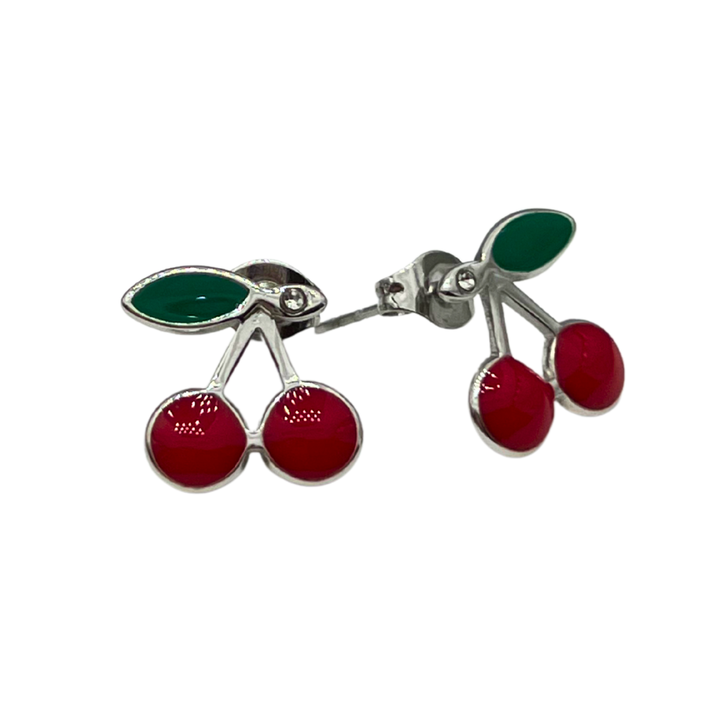 Orecchino Ciliegie a Lobo in Acciaio Silver con Zircone