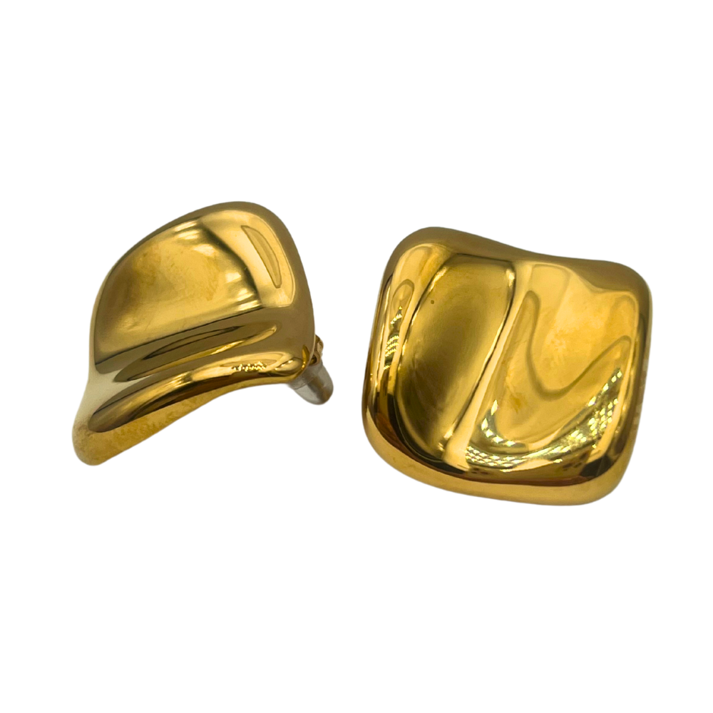 Orecchini Quadrati in Acciaio Gold