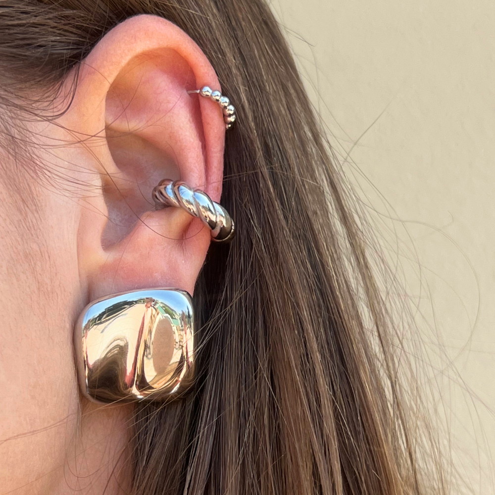 Orecchini Quadrati in Acciaio Silver