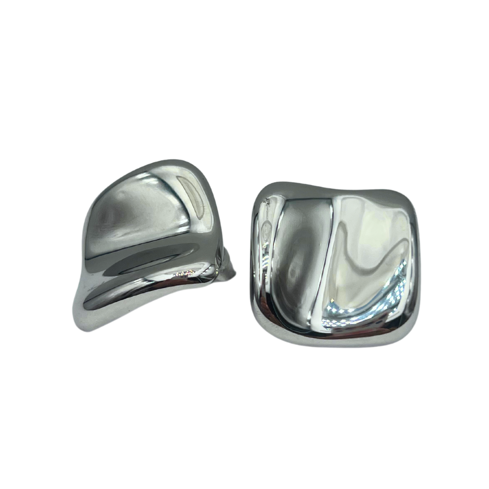 Orecchini Quadrati in Acciaio Silver