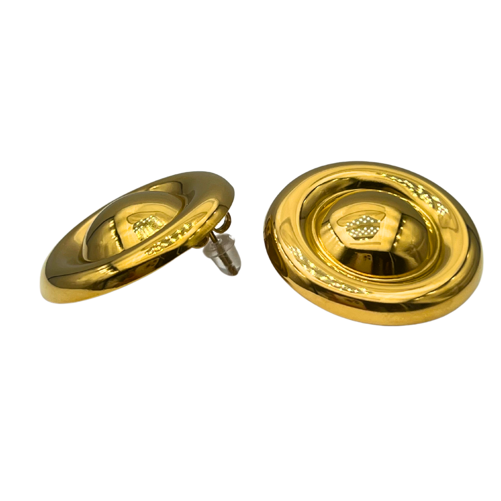Orecchini Tondi Riflesso in Acciaio Gold