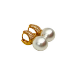 Orecchini Hoops Goccia di Zirconi e Perla in Acciaio Gold