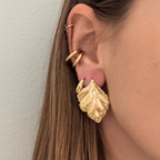Orecchini Foglia in Acciaio Gold