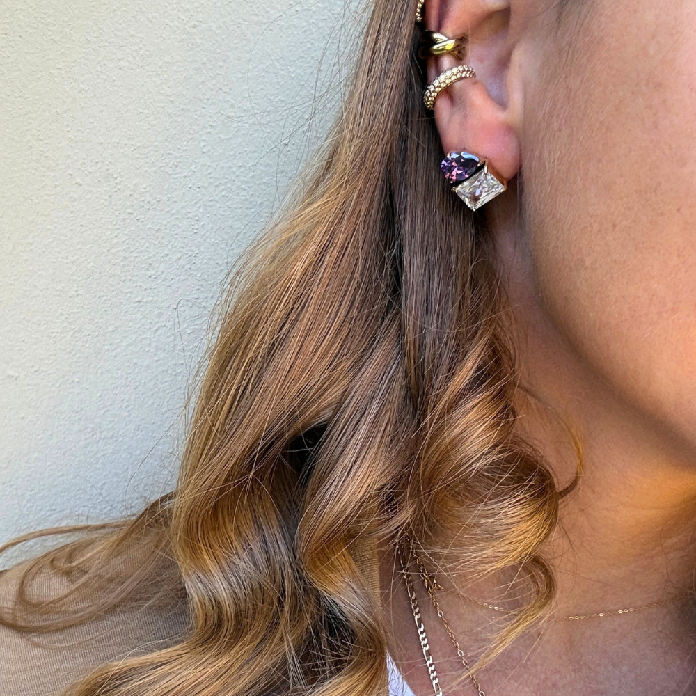 Orecchini Emily Viola in Acciaio Gold