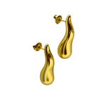 Orecchini a Goccia Allungata Liscia in Acciaio Gold