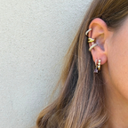 Orecchini Oval Hoop con Zirconi in Acciaio Gold