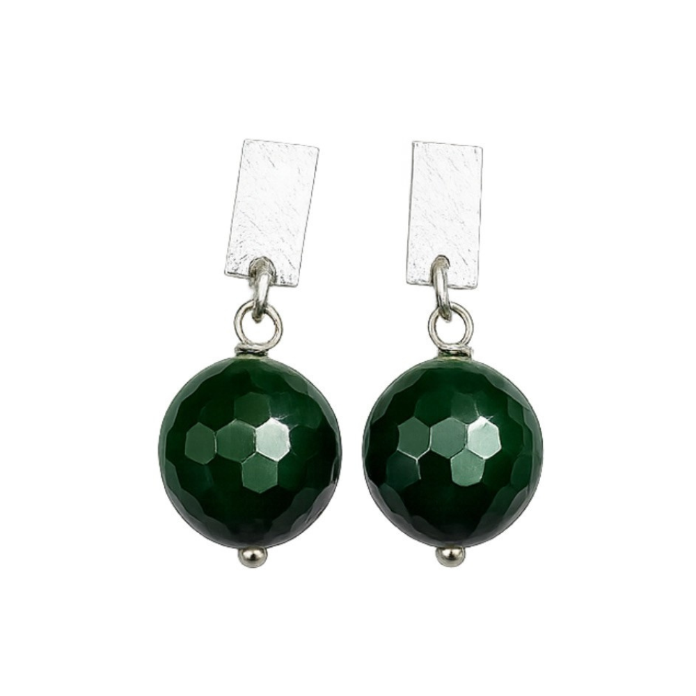 Orecchini con Pietra in Agata Verde – Argento 925 – Gioiello Artigianale Donna
