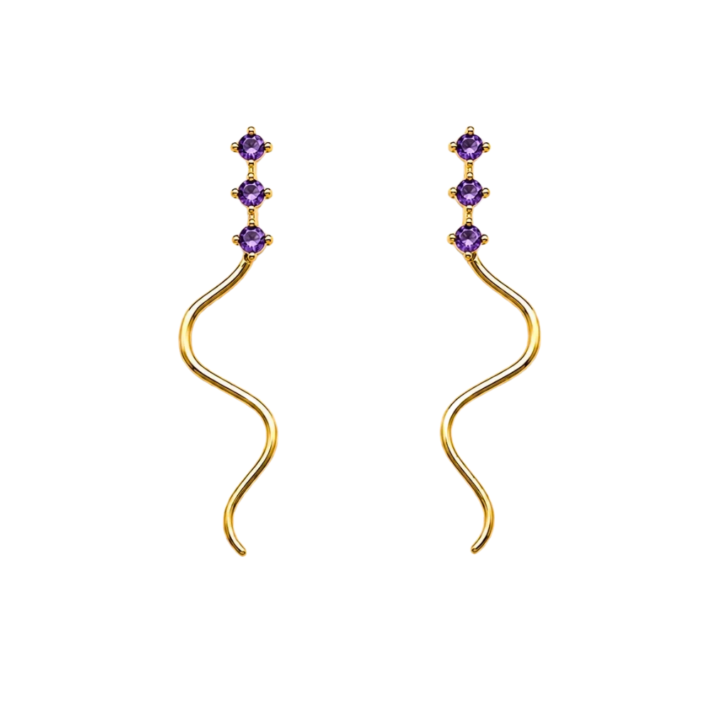 Orecchini Snake Viola in Acciaio Gold