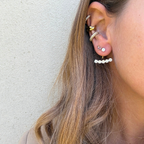 Orecchini T-Bar con Zirconi in Acciaoio gold
