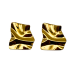 Orecchini Quadrati Accartocciati in Acciaio Gold
