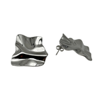 Orecchini Quadrati Accartocciati in Acciaio Silver