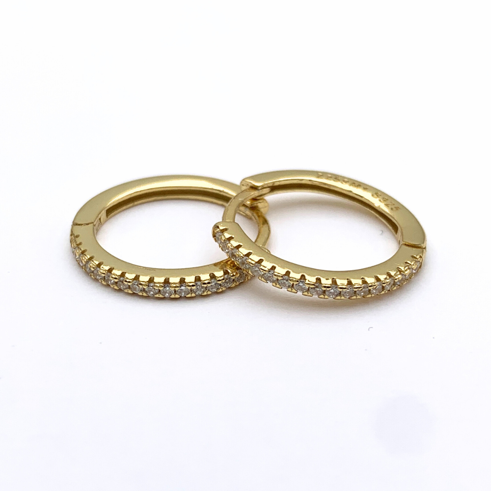 orecchini in argento 925 placcati oro giallo 18k con micro zirconi bianchi