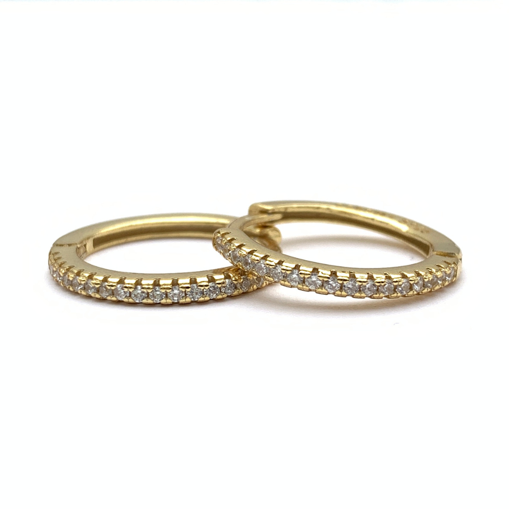 orecchini in argento 925 placcati oro giallo 18k con micro zirconi bianchi