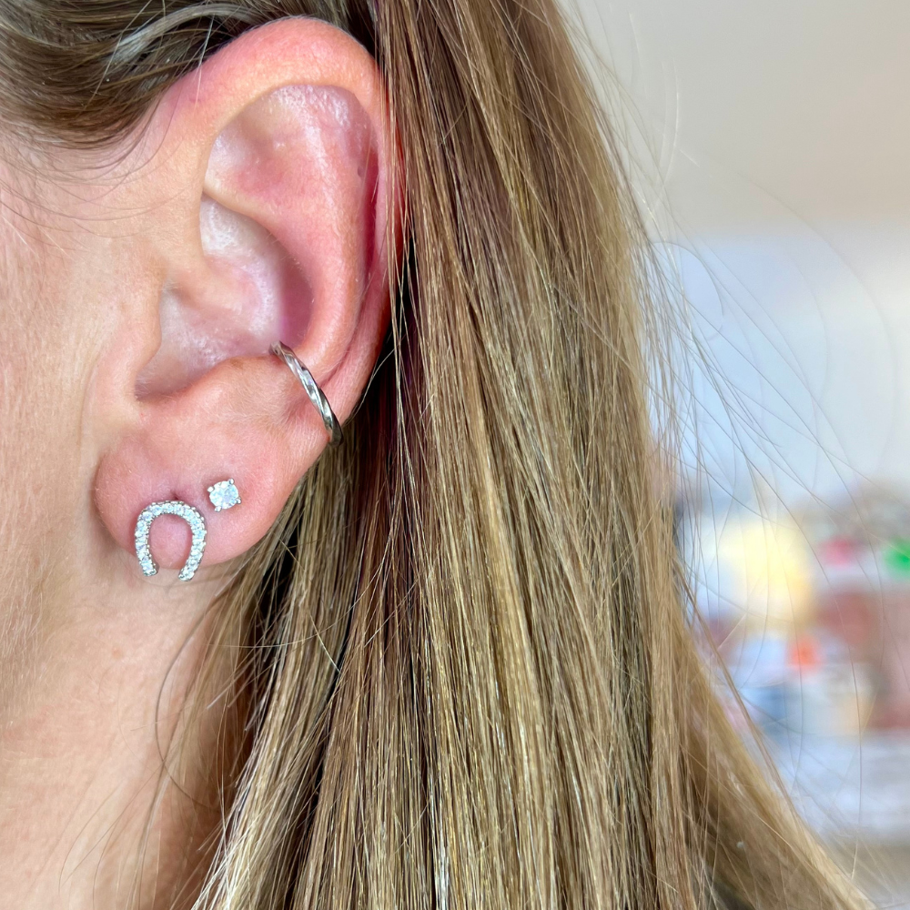 Ear Cuff Intrecciato Mini in Acciaio Silver
