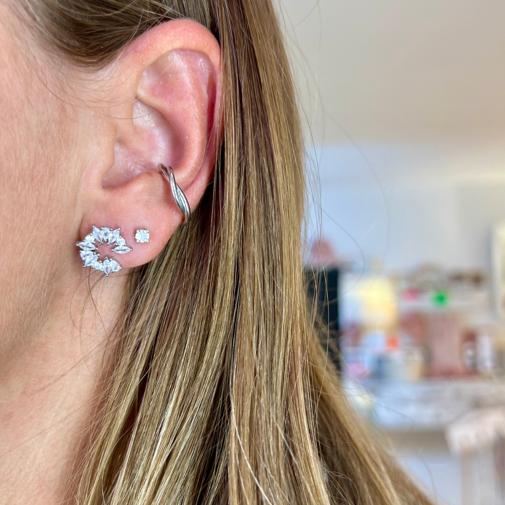 Ear Cuff Intrecciato in Acciaio Silver