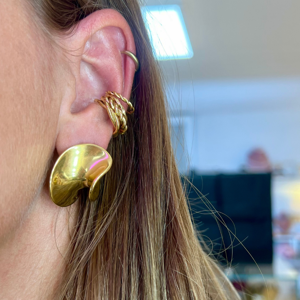 Ear Cuff Intrecciato Mini in Acciaio Gold
