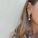 Orecchini a X con Zircone a Goccia Acciaio Gold