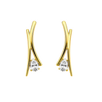 Orecchini a X con Zircone a Goccia Acciaio Gold